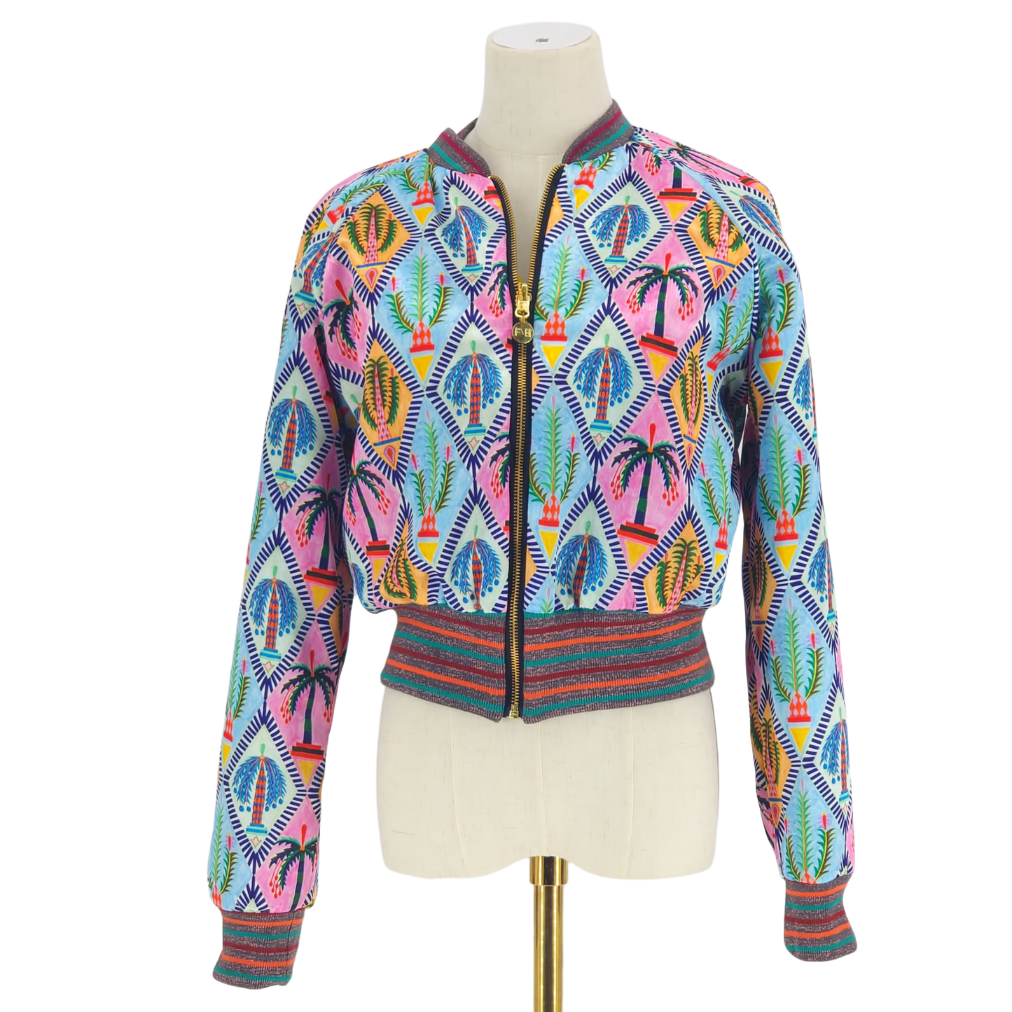 Small Mint, Pink and Gold Brocade