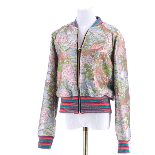 Large Pink and Green Flower Brocade