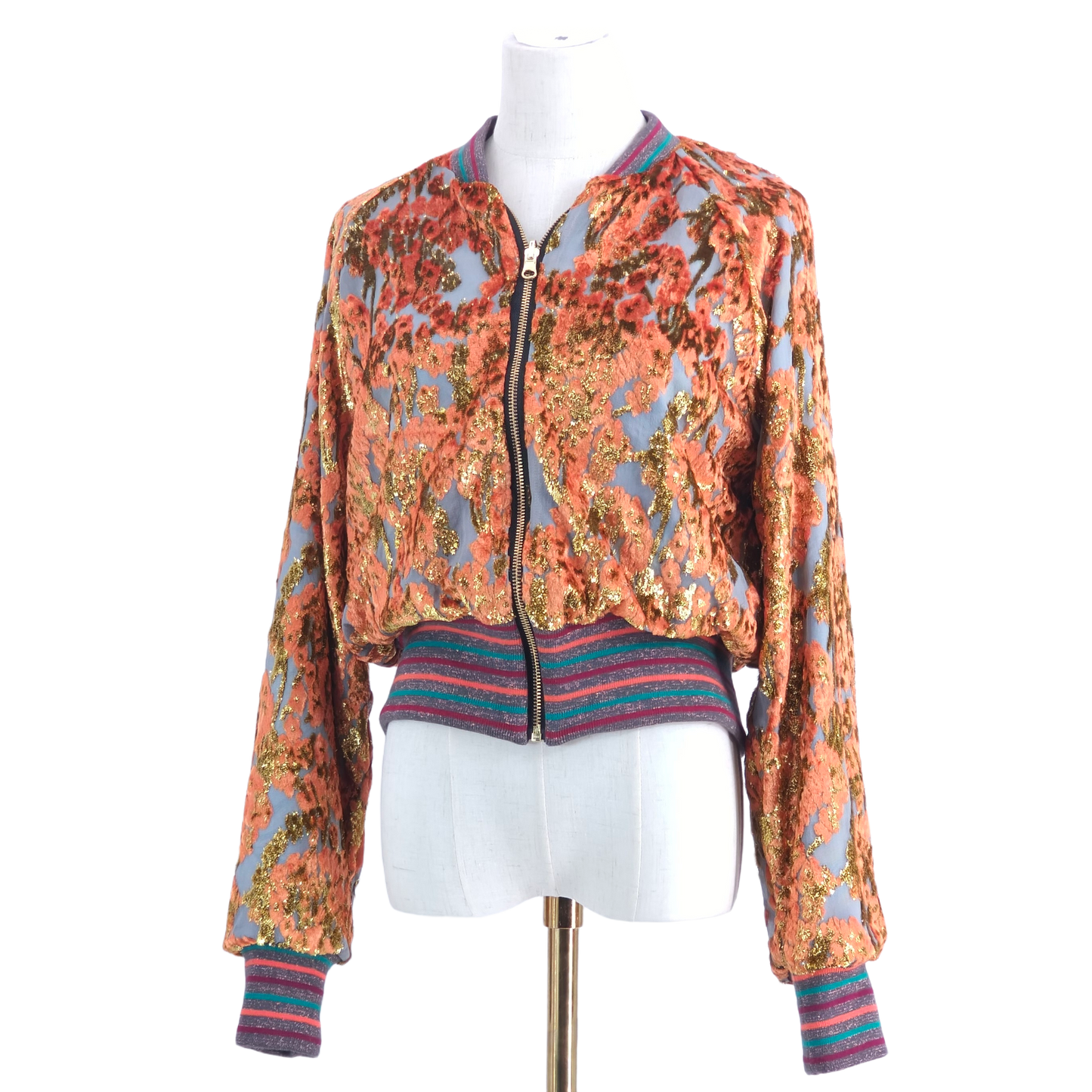 Medium Orange and Gold Velvet Jacquard