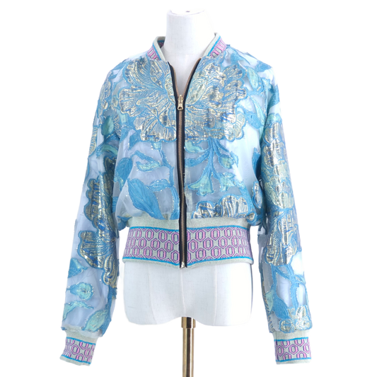 Medium Blue and Green Brocade