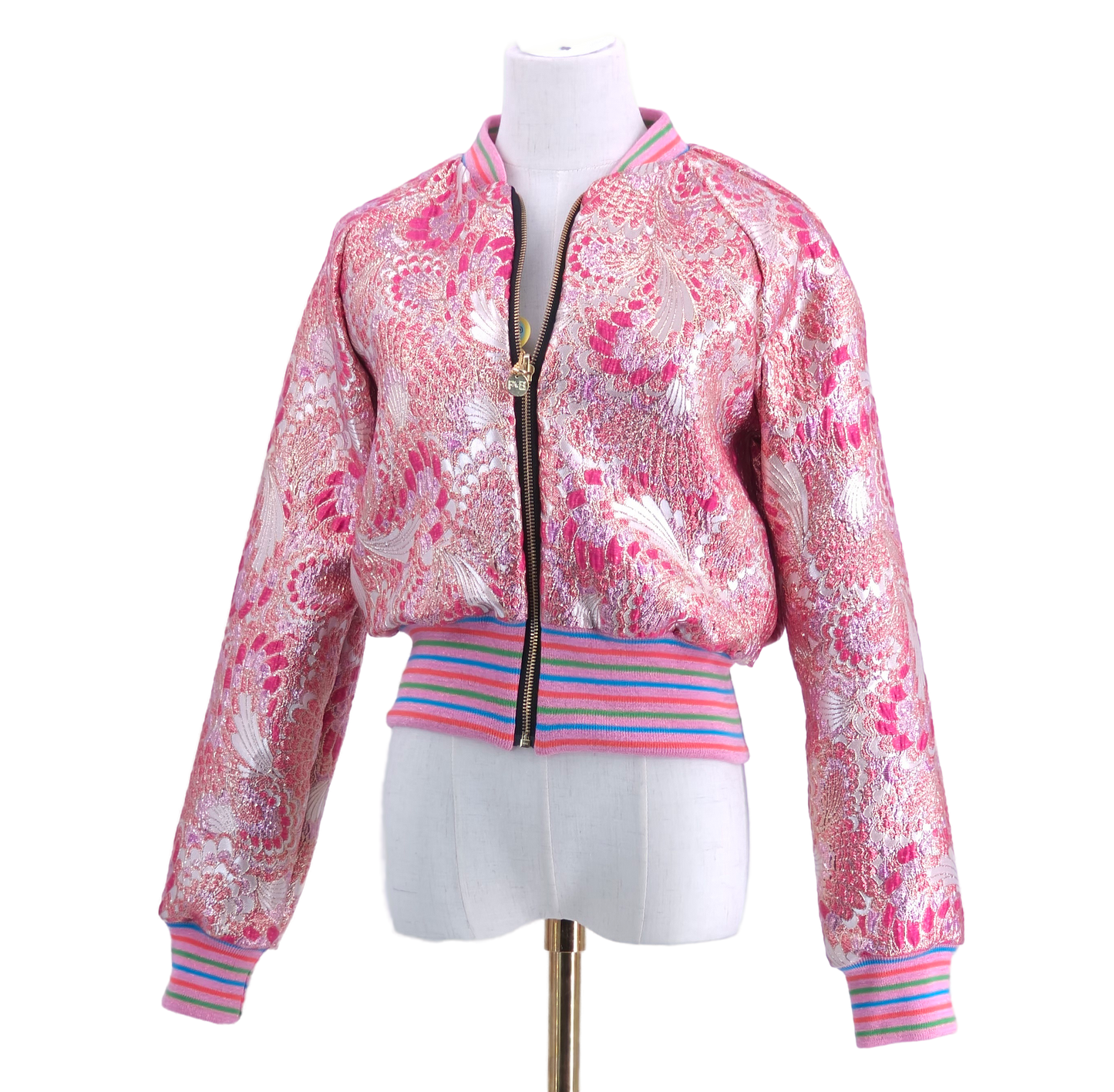 Small Pink and Gold Sparkle Brocade