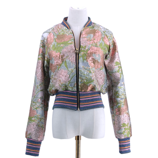 Small Pale Pink and Green Flower Brocade
