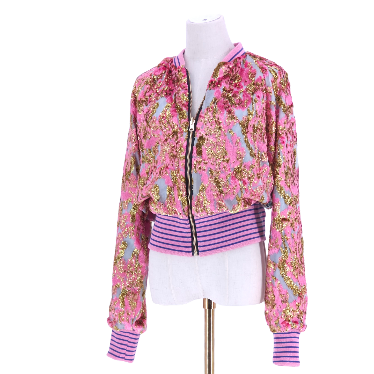 Large Pink and Gold Velvet Jacquard