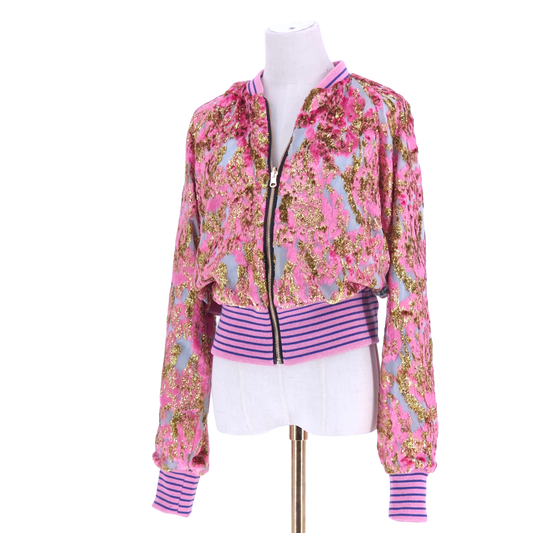 Large Pink and Gold Velvet Jacquard