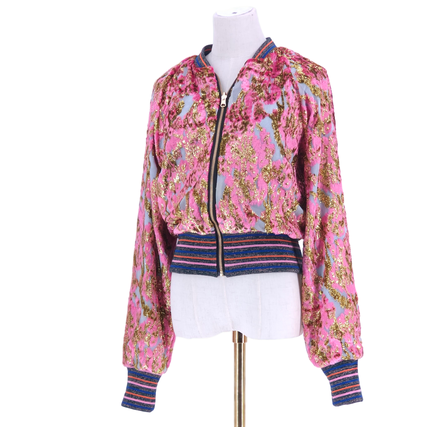 Large Pink and Gold Velvet Jacquard