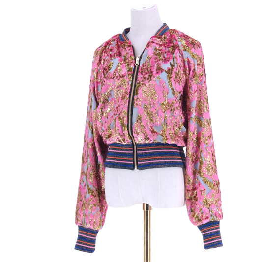 Large Pink and Gold Velvet Jacquard