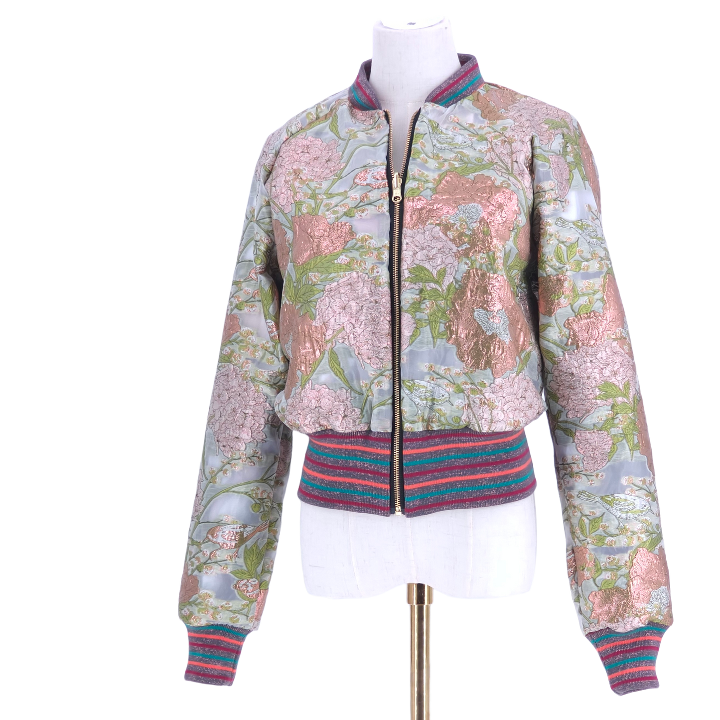 Large Pink and Green Flower Brocade