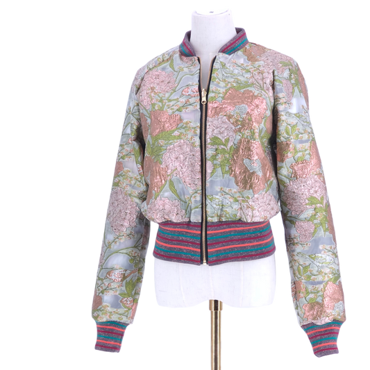 Large Pink and Green Flower Brocade