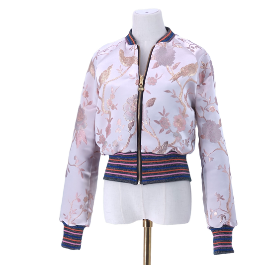 Medium Off White Pink and Gold Brocade