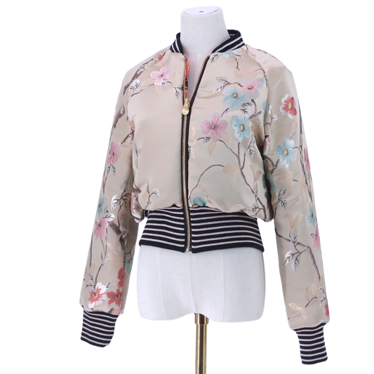 Small Light Gold, Pink and Light Blue Botanical Brocade