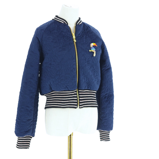 Small Midnight Navy Quilted Velver