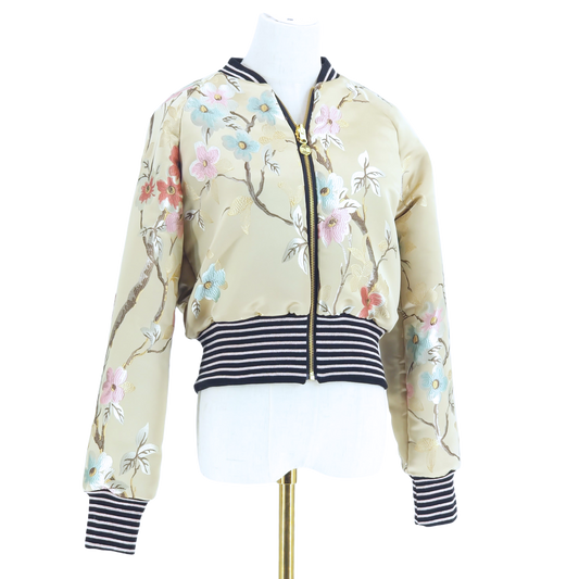 Small Light Gold, Pink and Light Blue Botanical Brocade