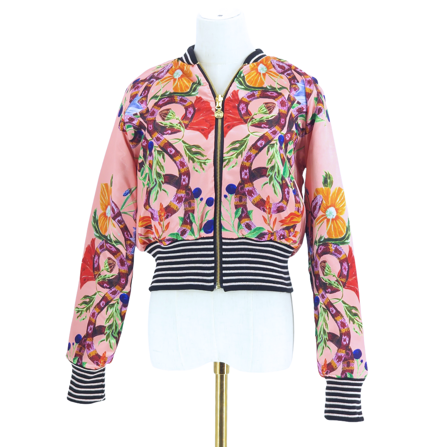 Small Light Gold, Pink and Light Blue Botanical Brocade
