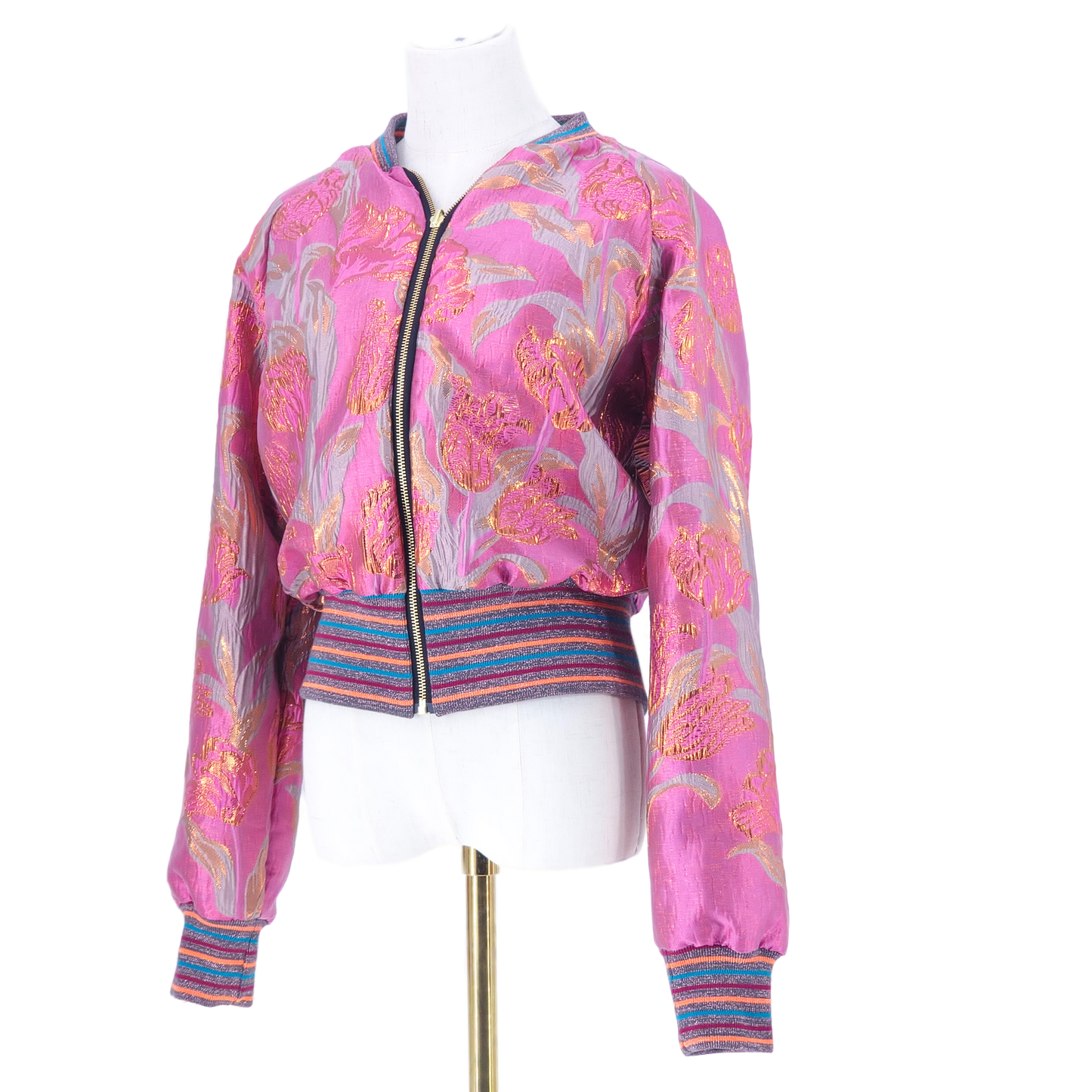 Large Pink and Gold Flower Brocade