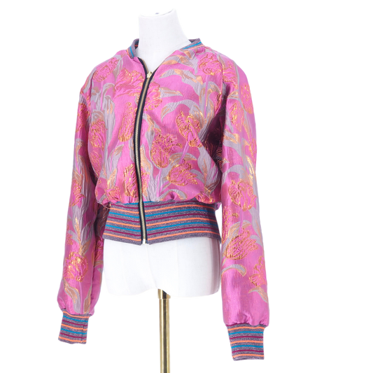 Large Pink and Gold Flower Brocade