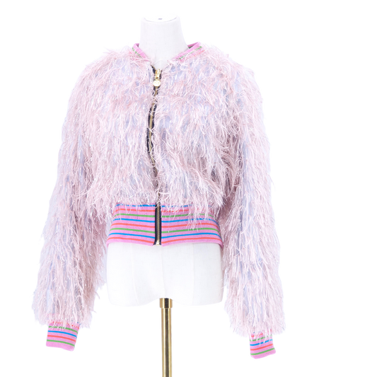 Large Pink and Silver Feather Like Fluff