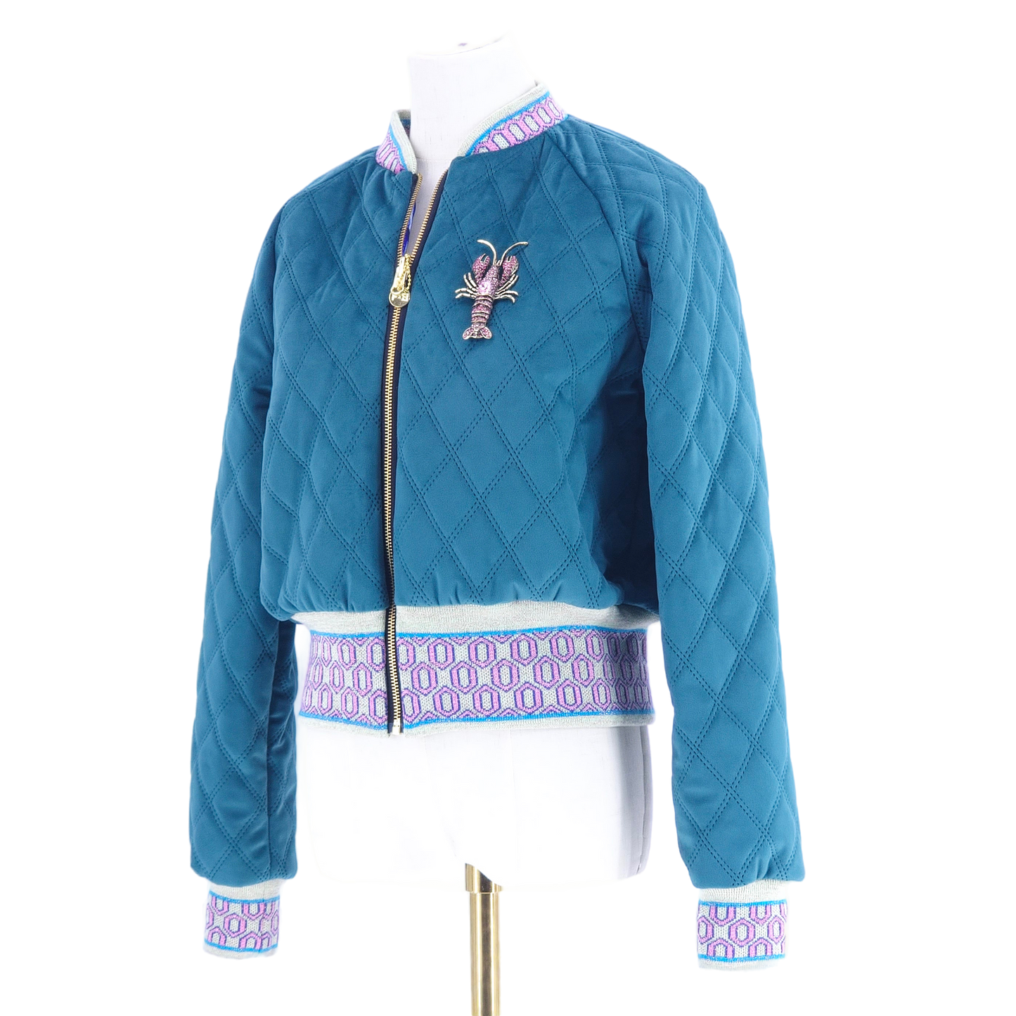 Medium Teal Quilted Velvet