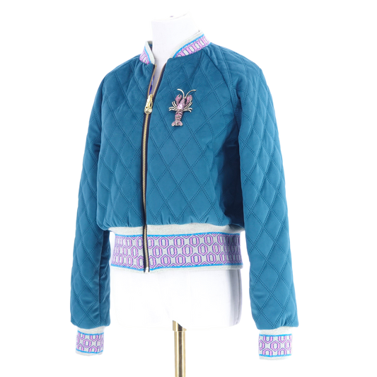 Medium Teal Quilted Velvet