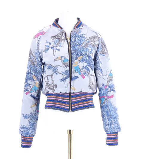 Medium Light Blue and Silver Tiger Jacquard