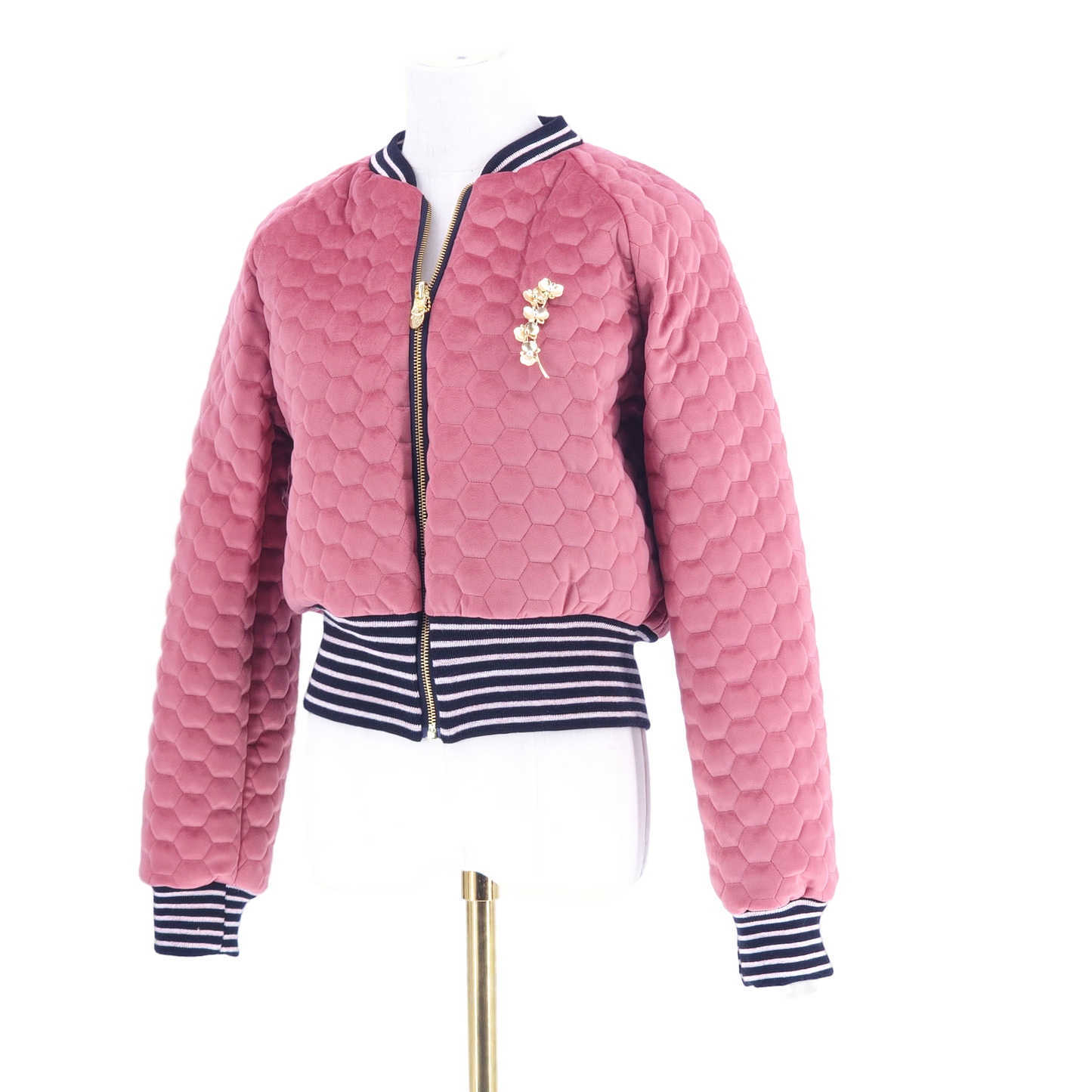 Medium Rose Pink Quilted Velvet