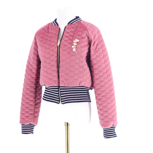 Medium Rose Pink Quilted Velvet