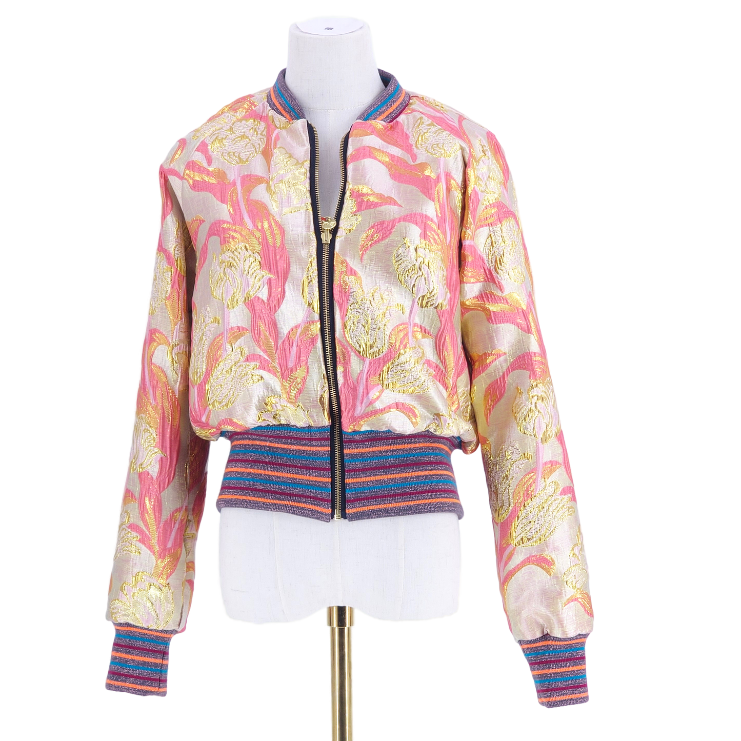 Medium Gold and Coral Brocade