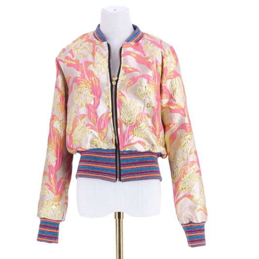 Medium Gold and Coral Brocade