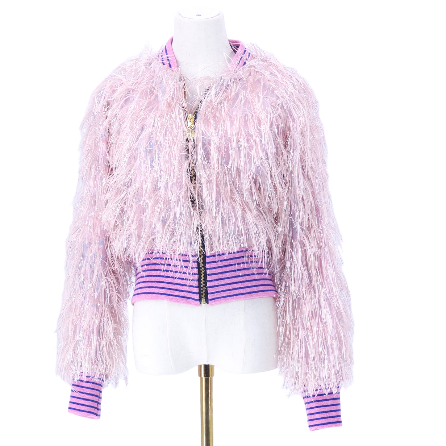 Medium Pink and Silver Feather Like Fluff