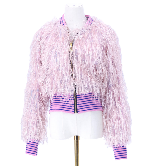 Medium Pink and Silver Feather Like Fluff