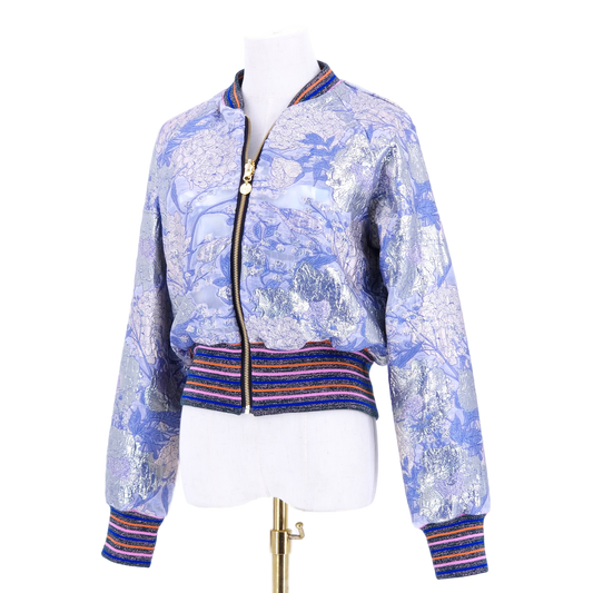 Small Silver and Blue Brocade