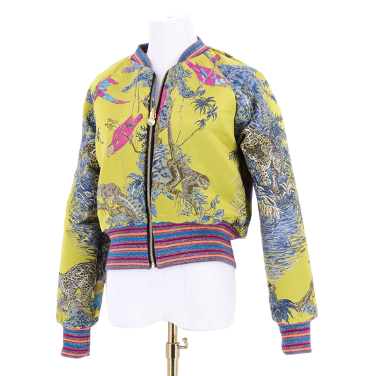 Small Embroidered Chartreuse Leopard Jacquard