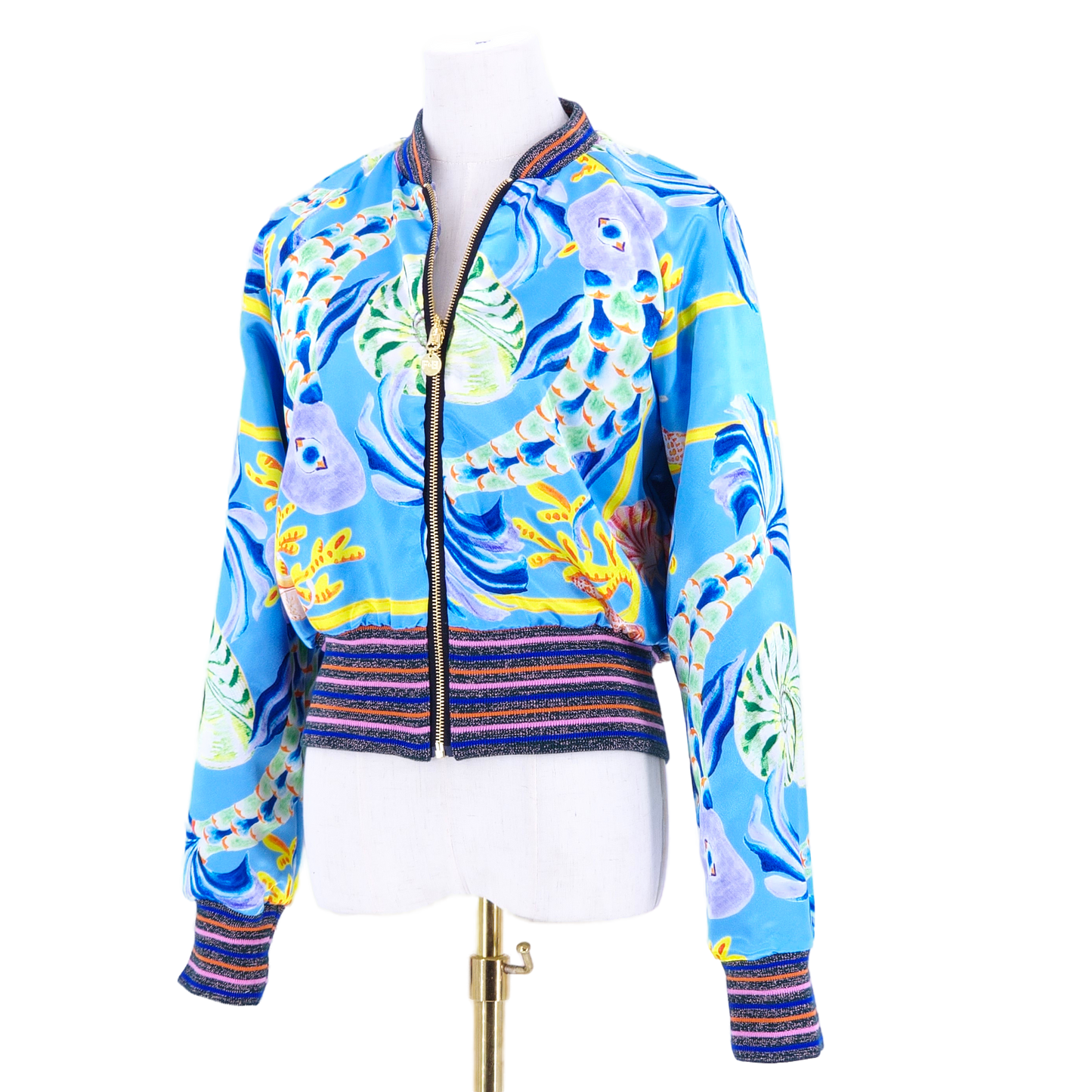 Small Silver and Blue Brocade