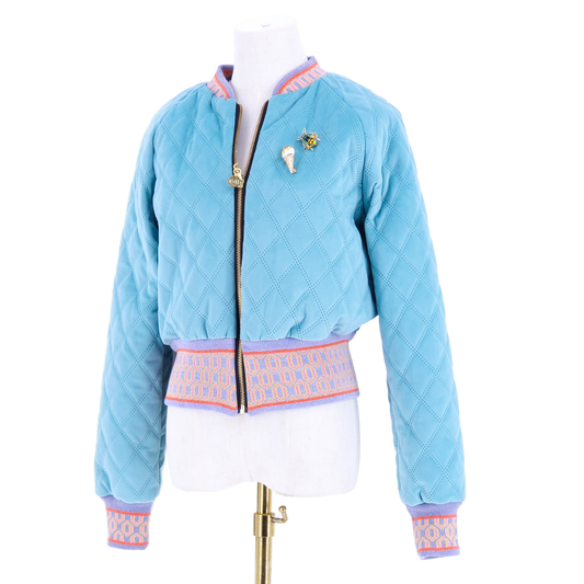 Medium Aqua Quilted Velvet
