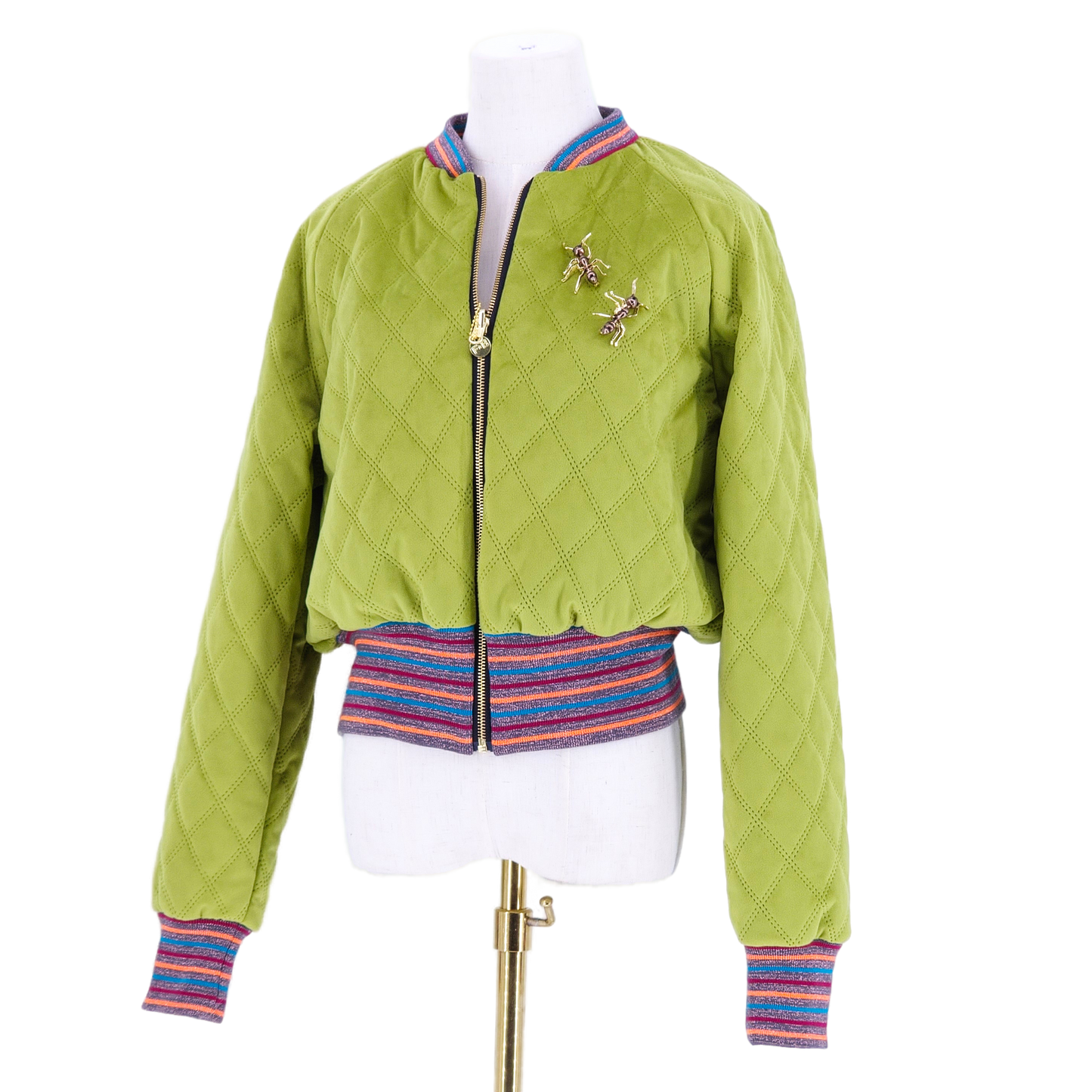 Large Dirty Lime Quilted Velvet