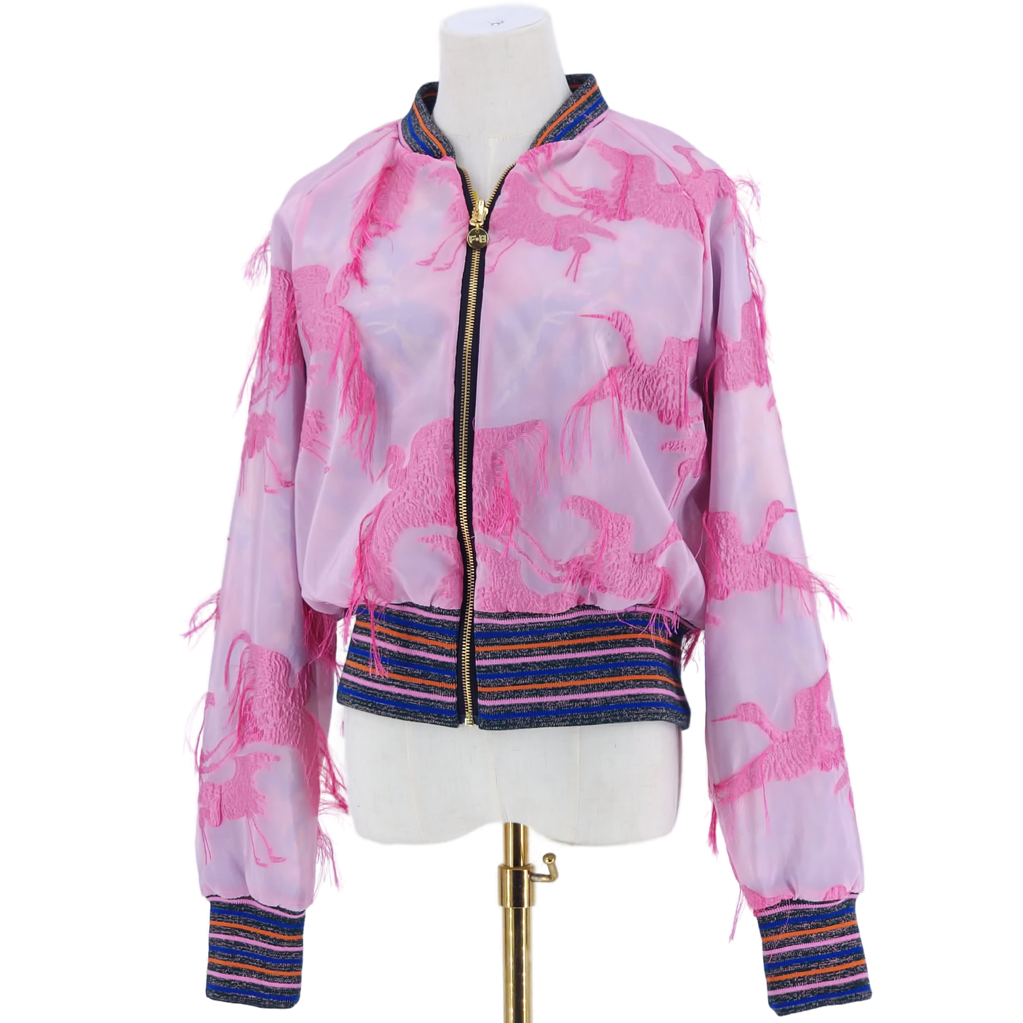 Large Pink Flying Flamingo Brocade