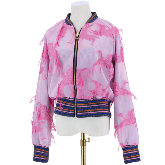 Large Pink Flying Flamingo Brocade
