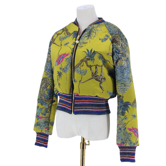 Medium Embroidered Chartreuse Leopard Jacquard