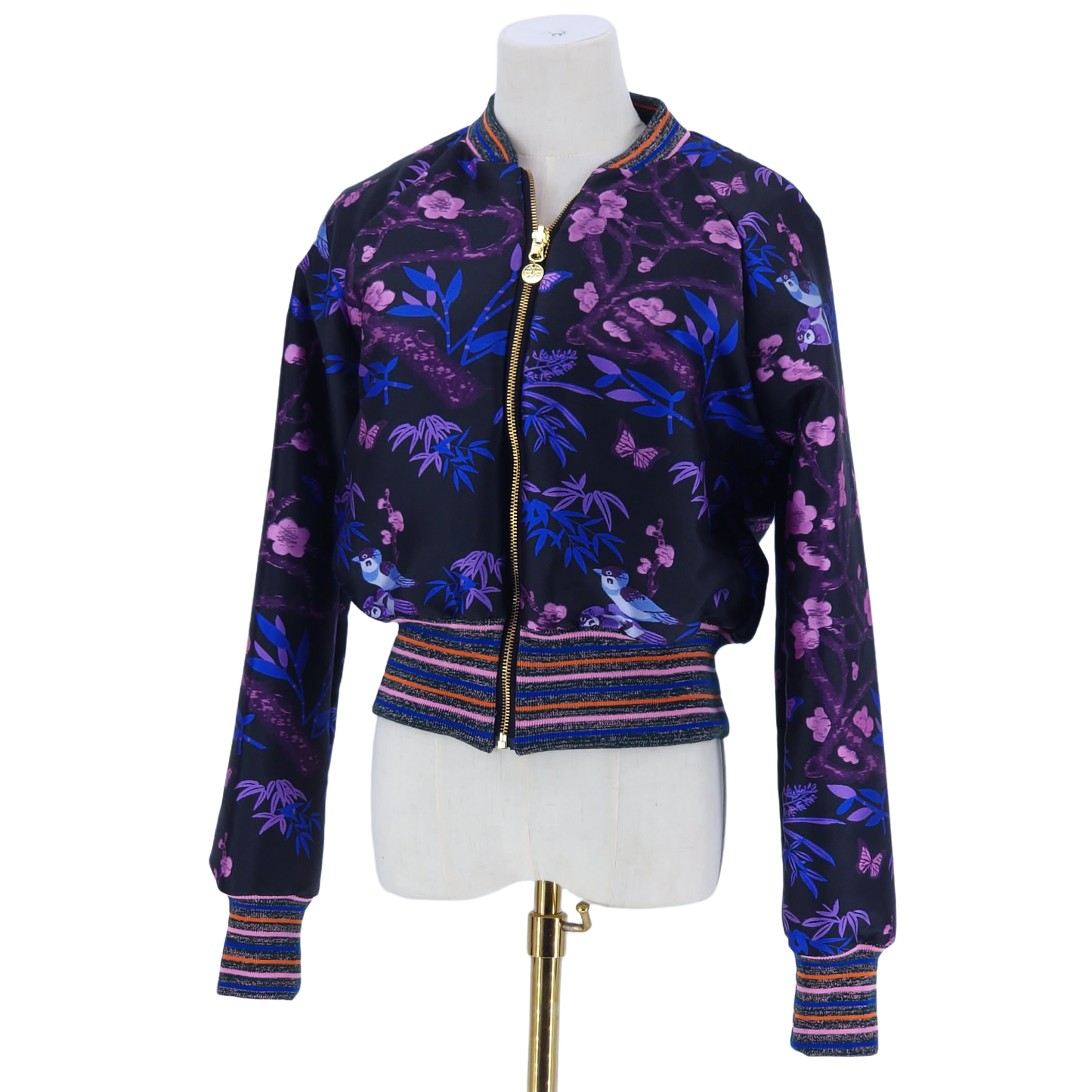 Medium Blue, Black and Pink Jacquard