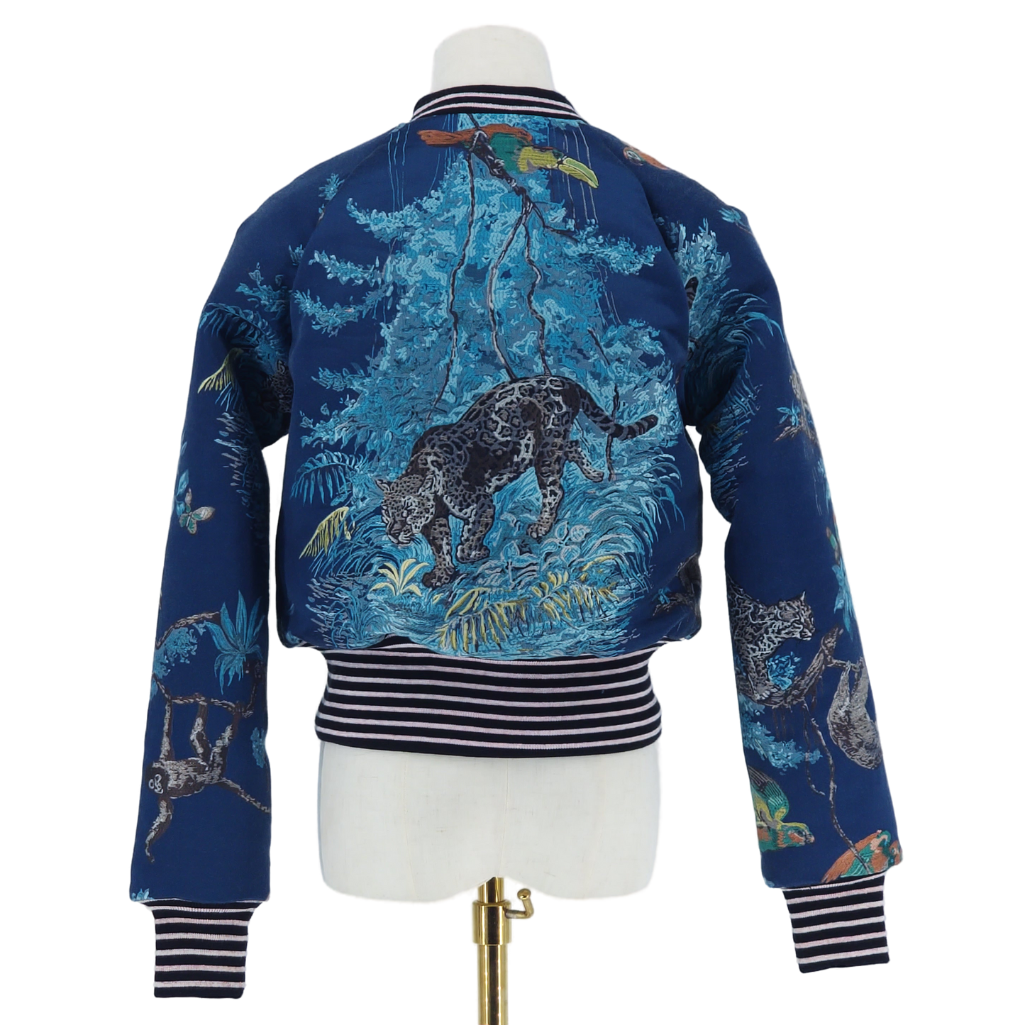 Small Embroidered Navy Leopard Jacquard