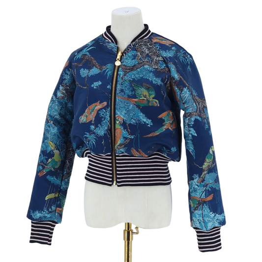 Small Embroidered Navy Leopard Jacquard