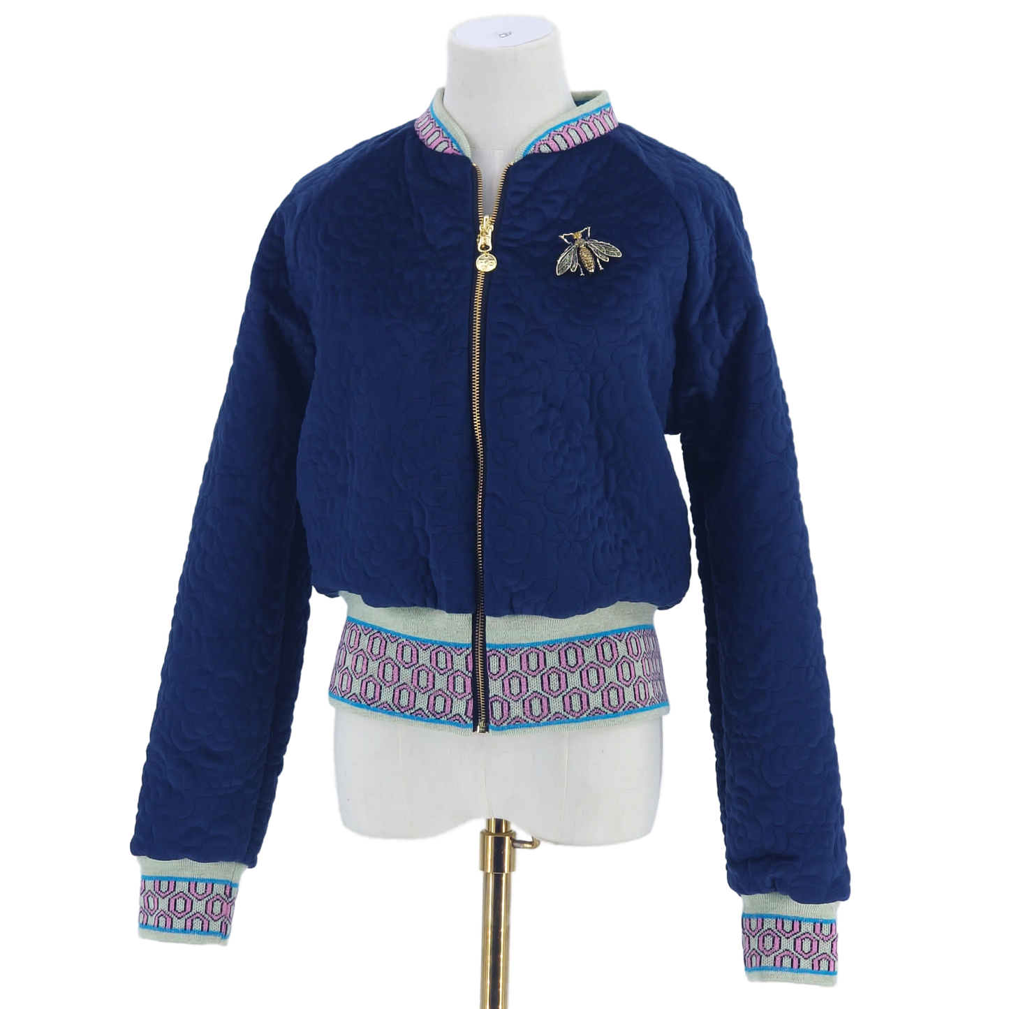 Large Navy Quilted Velvet
