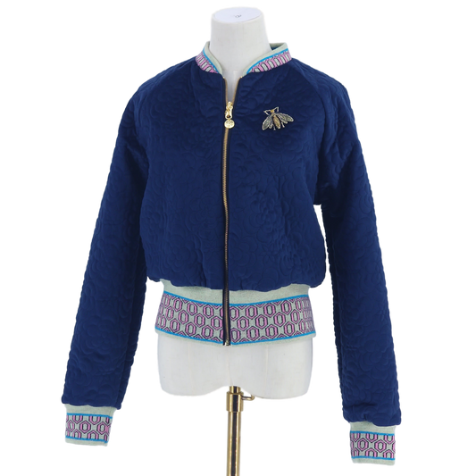 Large Navy Quilted Velvet
