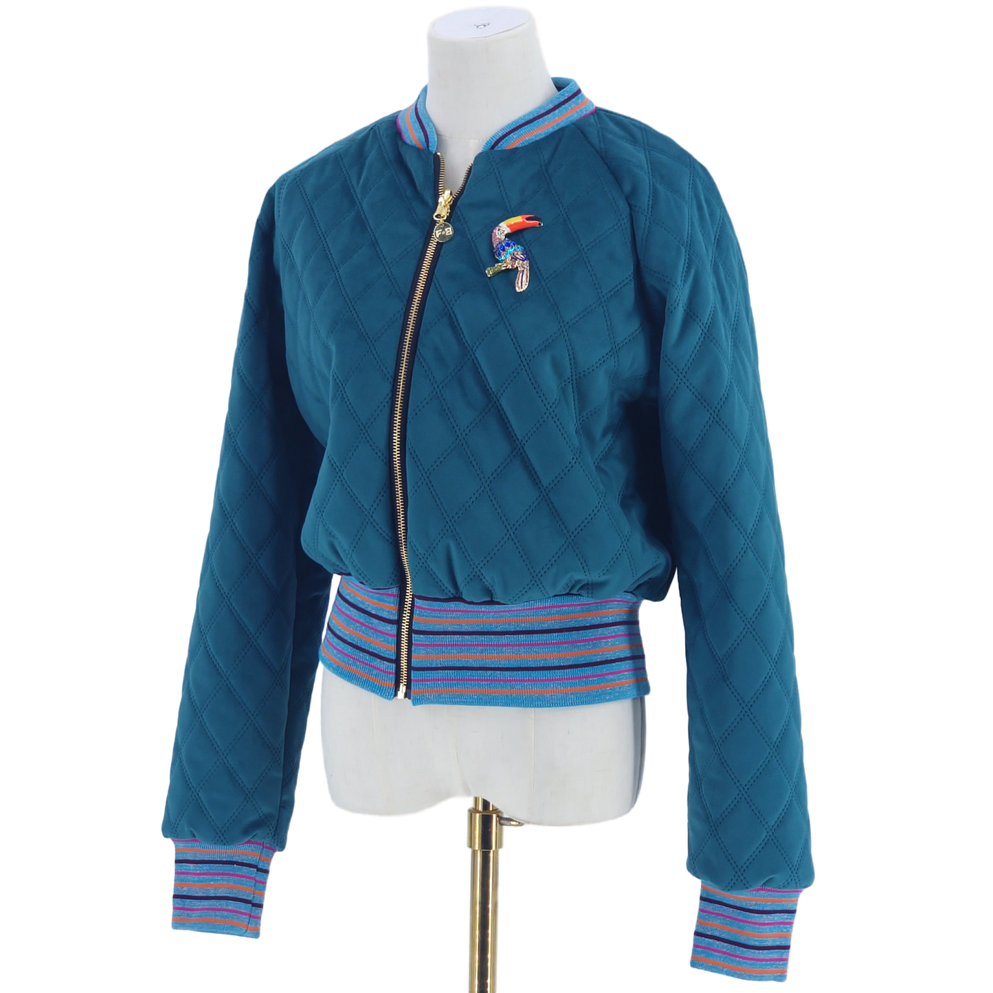 Large Teal Quilted Velvet