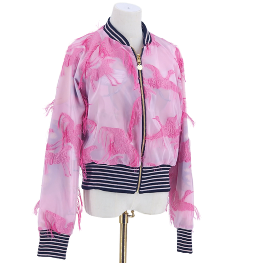 Large Pink Flying Flamingo Brocade