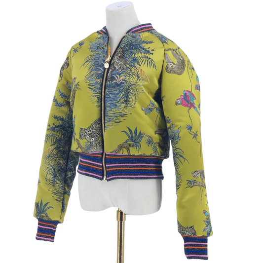 Large Embroidered Chartreuse Leopard Jacquard