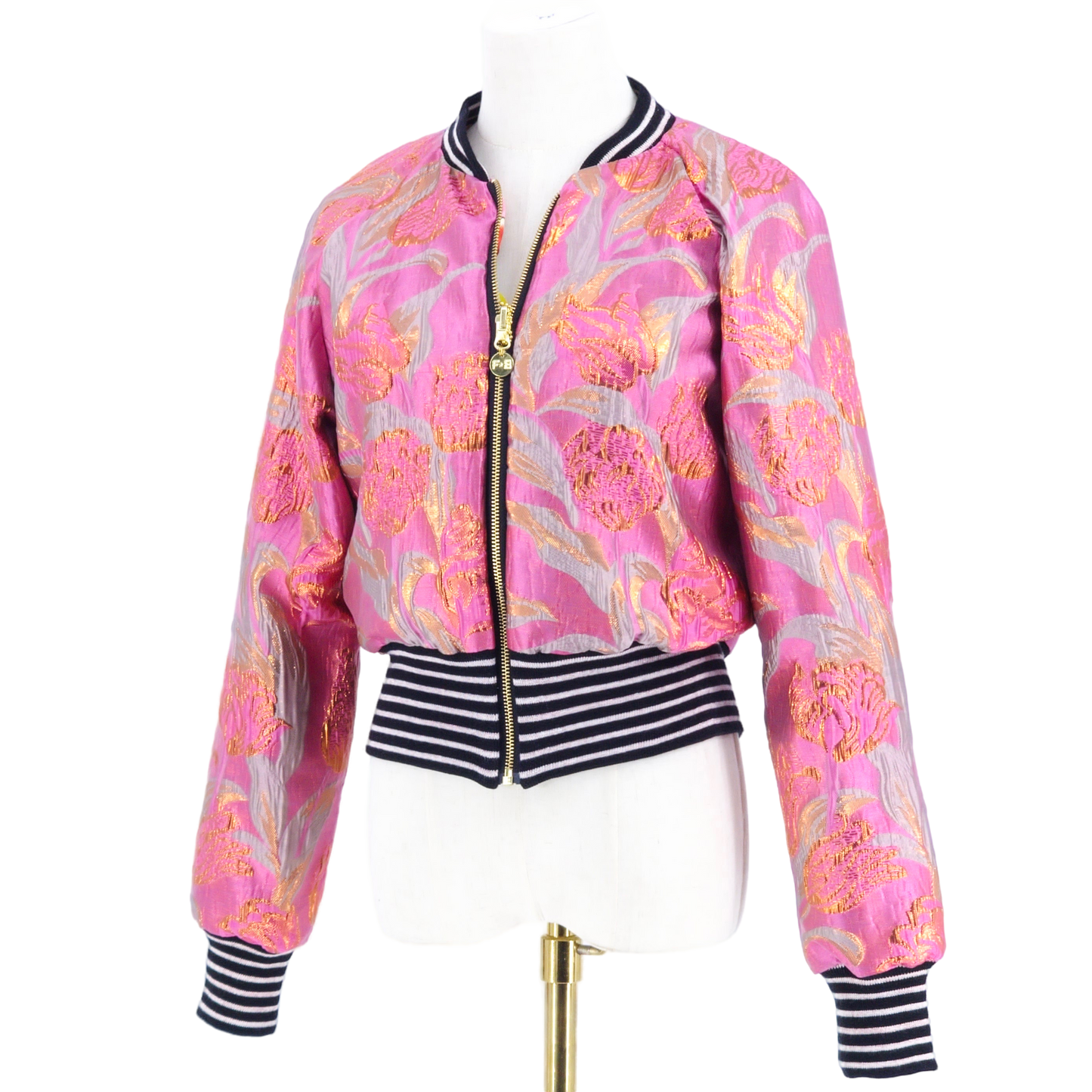 Small Pink and Gold Floral Brocade
