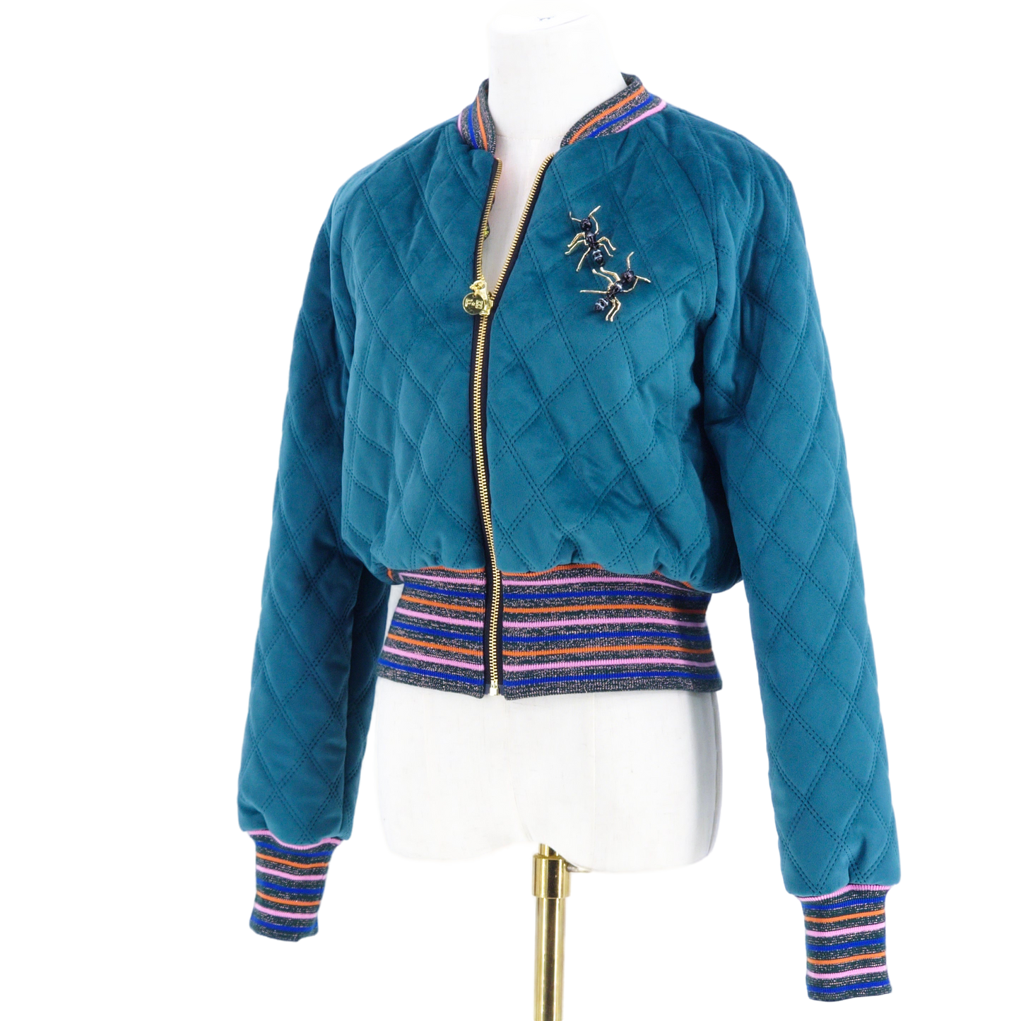 Small Teal Quilted Velvet