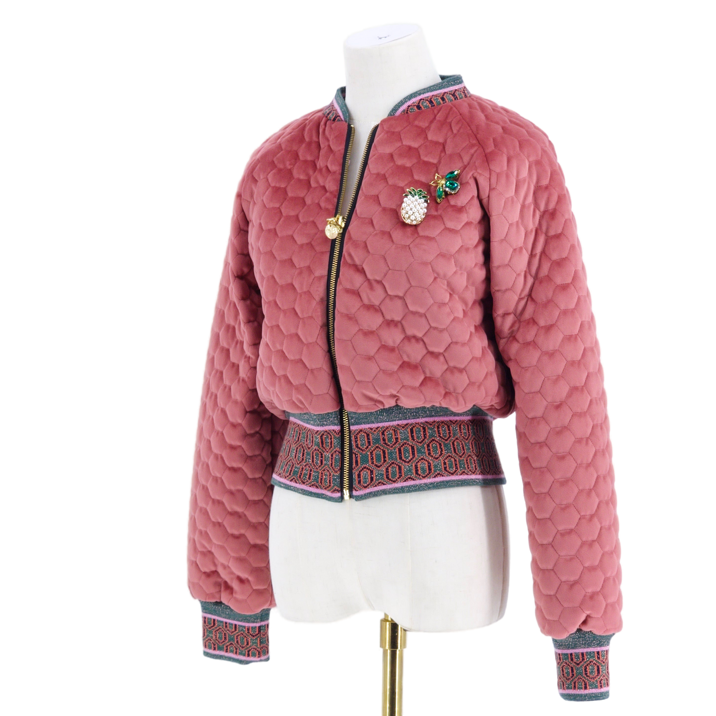 Small Rose Pink Quilted Velvet
