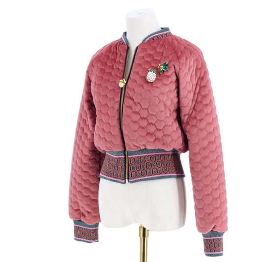 Small Rose Pink Quilted Velvet