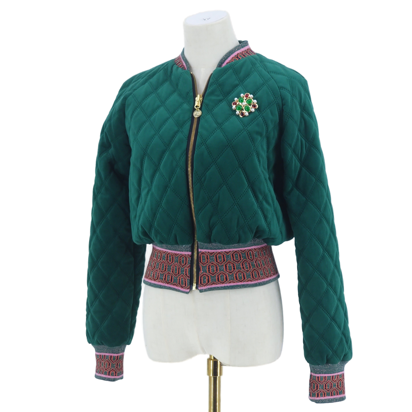 Small Emerald Quilted Velvet